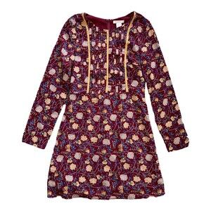 Esley Burgundy Floral A-line Mini Dress S